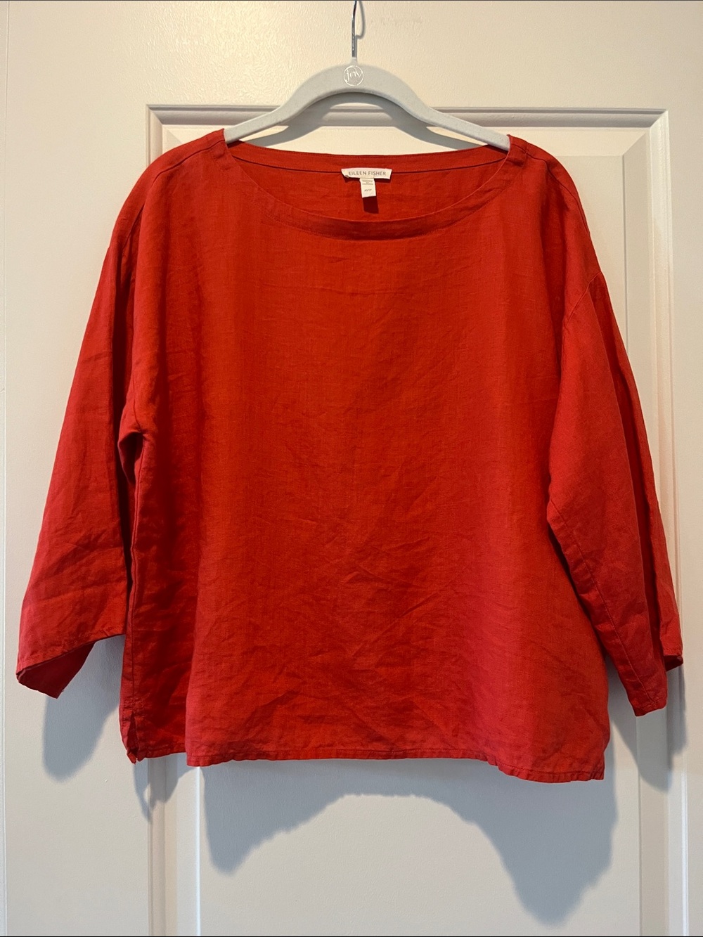 Eileen Fisher Vibrant Orange Linen Boxy Tunic